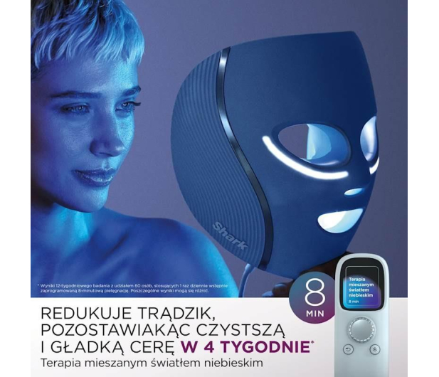 Shark Maska LED FW312EU Cryo Glow, błękitny - 1568667 - zdjęcie 10